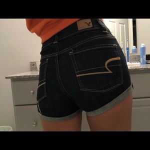 High waisted denim shorts